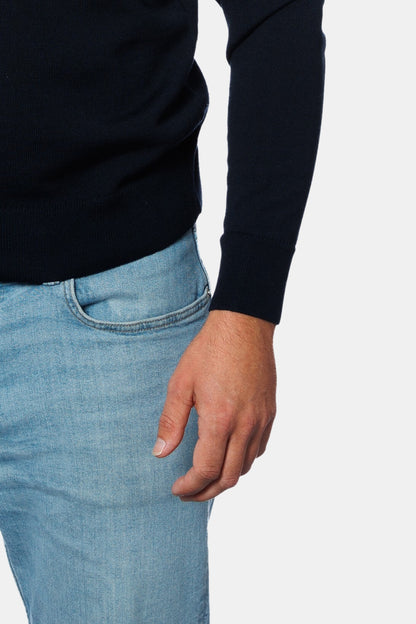 ESSENZA ZIP SWEATER - NAVY BLUE
