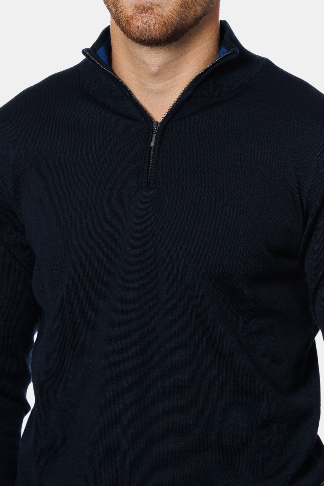 ESSENZA ZIP SWEATER - NAVY BLUE