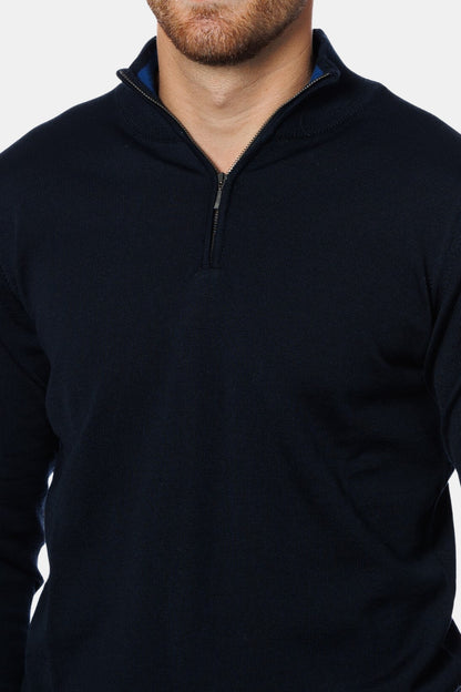 ESSENZA ZIP SWEATER - NAVY BLUE