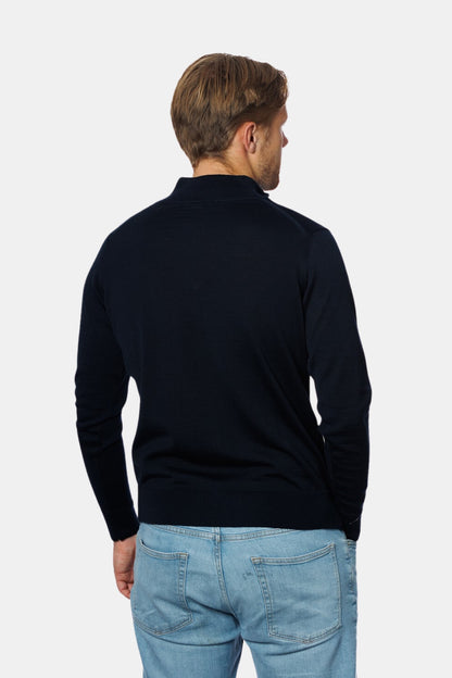 ESSENZA ZIP SWEATER - NAVY BLUE