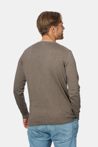 SERANZA V-HALS SWEATER - BROWN